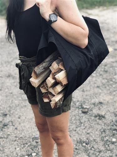 Çantë drush Northix Firewood Bag, material 600D Oxford, me dorezë, e zezë