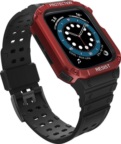Rrip ore Hurtel Protect Strap me kasë për Apple Watch 45 44 42mm, i zi