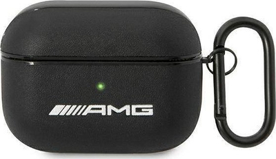 Mbulesë Mercedes AMG Leather Big Logo për AirPods Pro, lëkurë, e zezë