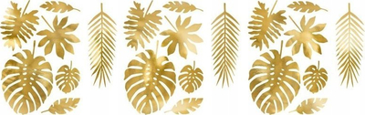 Set dekor tavoline PartyDeco Tropical Leaves, 21 copë, ngjyrë ari metalik