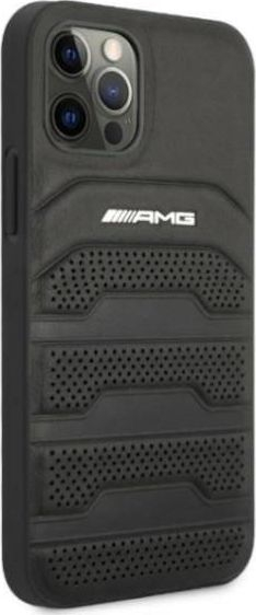 Mbulesë AMG AMHCP12LGSEBK për iPhone 12 Pro Max, hardcase lëkurë TPU, 6.7", e zezë