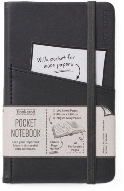 Fletore xhepi Bookaroo Pocket Notebook A6, 80 fletë, e zezë