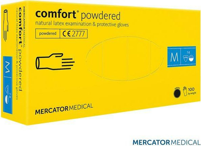 Ракавици латекс со пудра Mercator Medical comfort, M, 100 парчиња