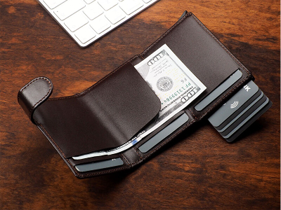 Portofol Pularys Oxford Mini Wallet, mbajtës kartelash, RFID, lëkurë italiane, i zi