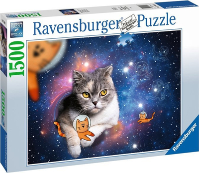Puzzle Ravensburger 17439 Cats Fly in Space, 1500 copa, për të rritur dhe kalamaj 14+