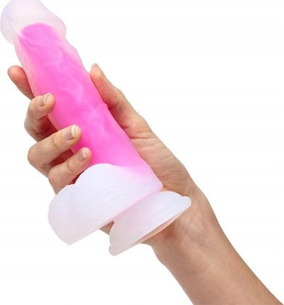 Dildo Glorious Real Skin Feel, 7\", me kupë thithëse, rozë