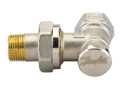 Valvul kthimi këndore Danfoss RLV-S, 3/8" DN10, ngjyrë argjendi