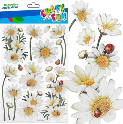 Ngjitëse zbukurimi Craft with Fun Chamomile, ornamente me lule, shumëngjyrëshe