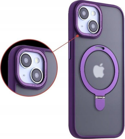 Mbrojtëse telefoni MX Kickstand Magsafe për iPhone 15 Pro Max 6.7", me unazë mbajtëse, ngjyrë e purpurt
