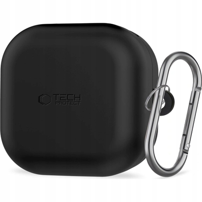 Mbulesë silikoni Tech-Protect për Samsung Galaxy Buds 4 / 4 Pro, me karabinë, e zezë