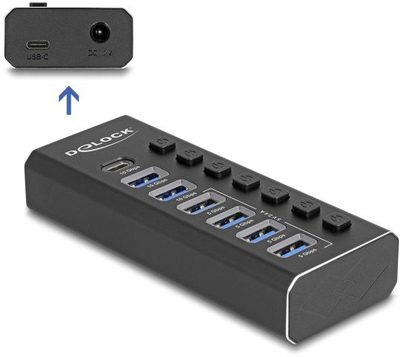 USB разделник DeLOCK 64326, 4 порти, USB 2.0, црн