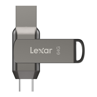 USB Lexar JumpDrive Dual Drive D400, 64GB, USB 3.2 Type A Type C, argjendtë