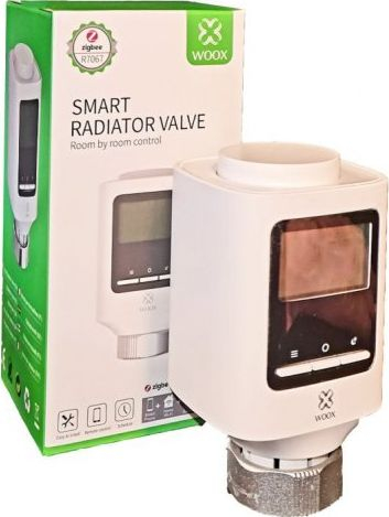 Kokë termostati smart Woox R7067, ZigBee 3.0, me telekomandë, e bardhë