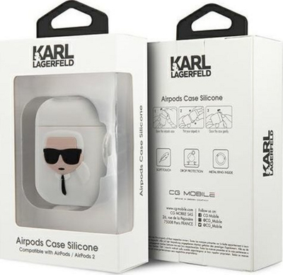 Mbrojtëse Karl Lagerfeld për AirPods 1/2, e bardhë