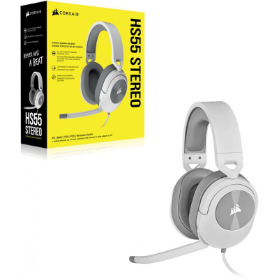 Kufje gaming Corsair HS55 Stereo, me kabllo, të bardha