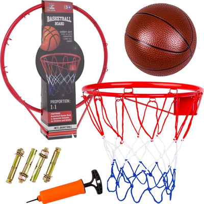 Set basketbolli metalik Globostar, 46 x 46 cm, me top dhe pompë, portokalli