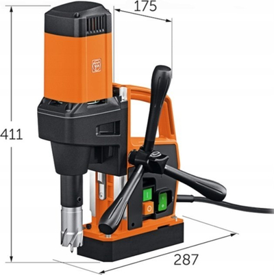 Trapano magnetik FEIN KBE 230V, me kabllo, Euro Plug, portokalli