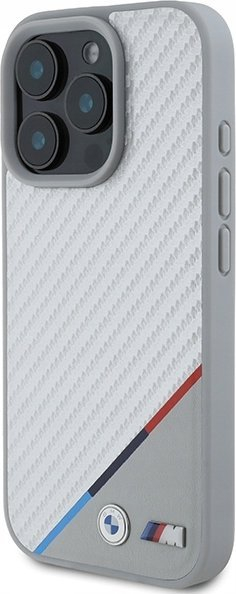 Mbështjellës telefoni BMW M Tricolor Line, MagSafe, për iPhone 16 Pro 6.3", gri