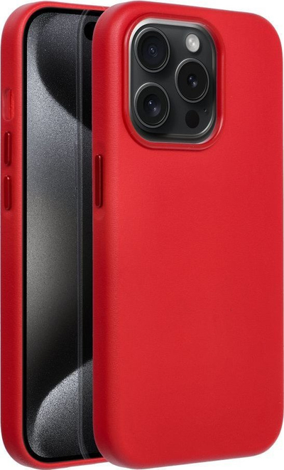 Mbrojtëse telefoni OEM Leather Mag Cover për iPhone 15 Pro, lëkurë, MagSafe, e kuqe
