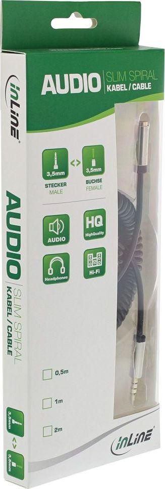 Kabllo audio InLine, Jack 3.5mm me Jack 3.5mm, 2m, ngjyrë argjendtë