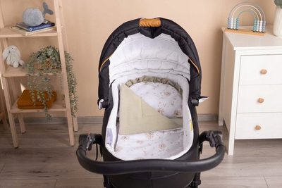 Set karroce për bebe Muslin Dandelions, jastëk dhe batanije, bezhë