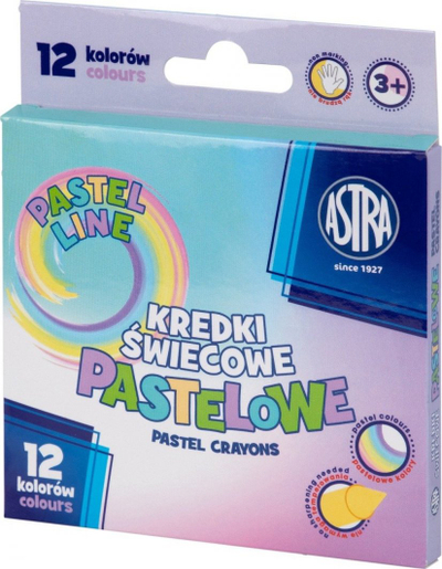 Ngjyra dylli Astra Pastel Crayons, 12 ngjyra pastel, me shumë ngjyra