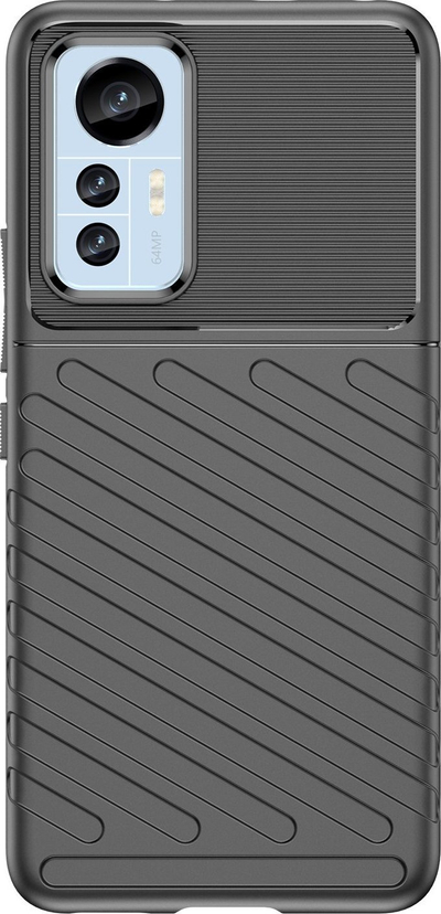 Maskë telefoni Hurtel Thunder Case Xiaomi 12 Lite, silikoni i fortë, kundër goditjeve, e zezë
