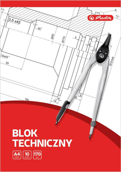 Bllok teknik Herlitz A4, 10 fletë, 10 copë, i bardhë