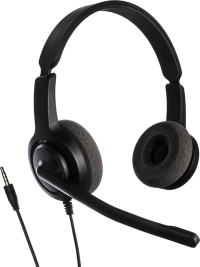 Слушалки со микрофон Axtel Voice PC28 Duo NC, 3.5mm, за кол центар, црни