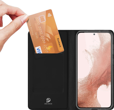 Këllëf libër DUX DUCIS Skin Pro për Samsung Galaxy S23 Plus, me xhep karte, bëhet këmbë, i zi