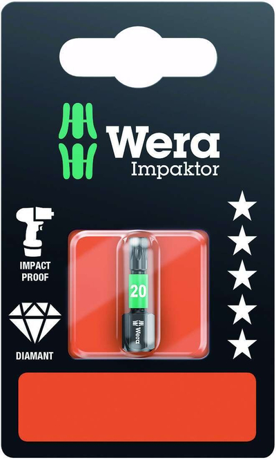 Bit kaçavide Wera Impaktor 867/1, Torx TX20, 25mm, i zi
