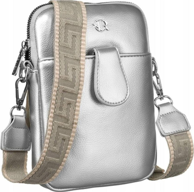 Çantë crossbody ROVICKY R-KP-09-HRH, lëkurë ekologjike, e vogël, argjend