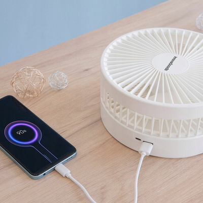 Ventilator 3 në 1 InnovaGoods Fandle, i palosshëm, bateri 7200 mAh, i bardhë