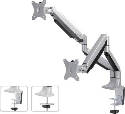 Mbajtëse për dy monitorë Neomounts (NM-D750DSILVER), 10" - 32"