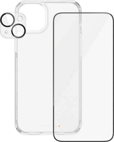 Set mbrojtës PanzerGlass 3 in 1 për iPhone 15 Plus, xham mbrojtës, mbrojtje për pjesën e pasme, transparent