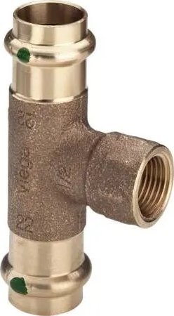 Tee Viega Sanpress 2217.2, 22xRp 1/2x22mm, bronx, për sisteme uji