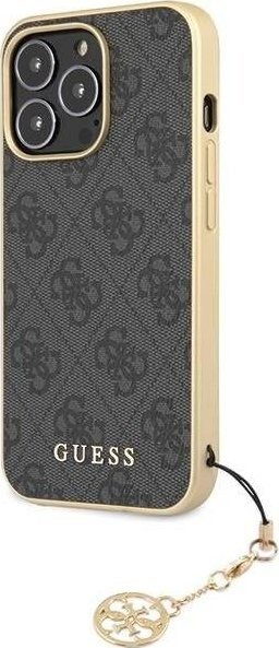 Mbulesë telefoni Guess 4G Charms GUHCP14LGF4GGR për iPhone 14 Pro, hardcase, gri