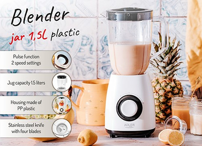 Blender Adler AD 4085, 1000W, 1.5L, i bardhë