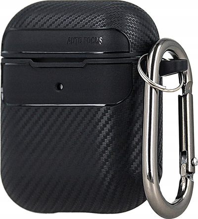 Mbulesë kufjesh OEM Carbon për AirPods Pro, karabinë metalike, model karboni, e zezë