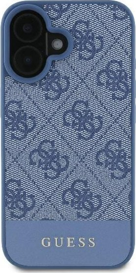 Mbrojtëse telefoni Guess 4G Stripe GUHCP16SG4GLBL për iPhone 16, PU, blu