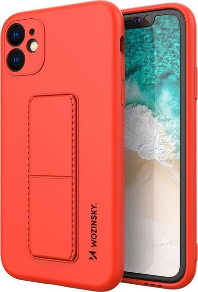 Mbajtëse telefoni Wozinsky Kickstand Case për Samsung Galaxy A22 4G, silikoni fleksibël, me këmbëz qëndrimi, e kuqe