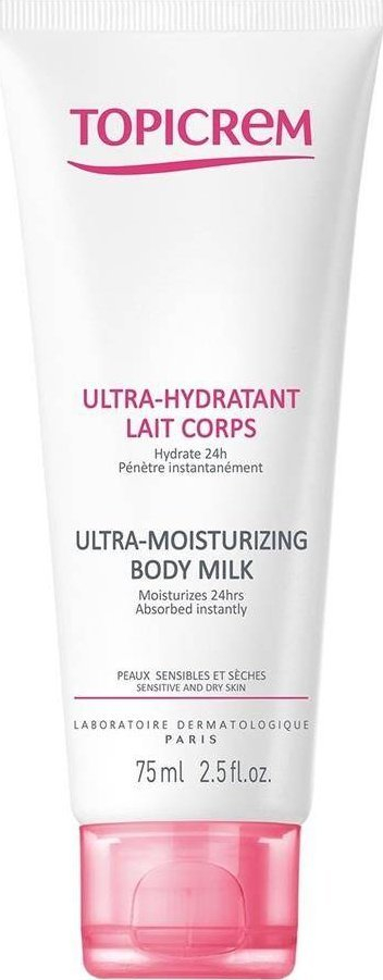 Qumësht trupi Topicrem Ultra Moisturizing, për lëkurë të thatë edhe të ndjeshme, 75 ml, i bardhë