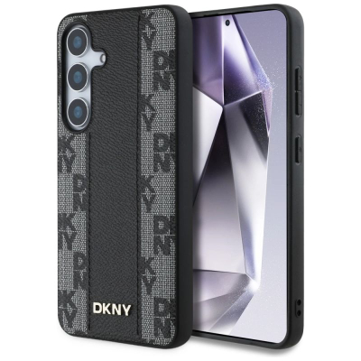 Futrollë DKNY Leather Case MagSafe, për Samsung Galaxy S25, lëkurë eko, e zezë