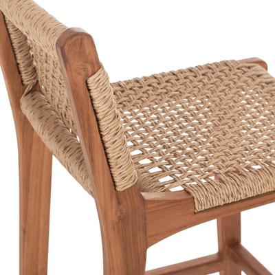 Stol bari prapa me dru teak & litar 40×53×89 cm (HM9381.01)