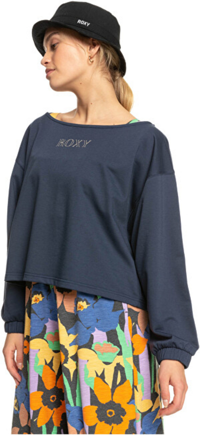 Duks Roxy NEXT SET CREW Oversized Fit ERJFT04701-BSP0, i kaltër