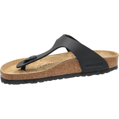 Shapka Birkenstock Gizeh W 43691, mikrofibër vegane, taban tapë natyrale, të zeza