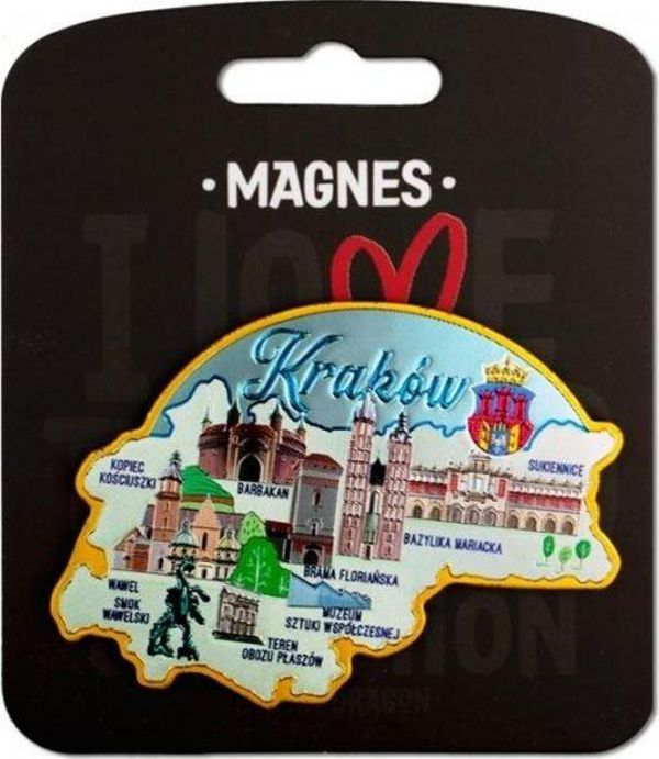Magnet suvenir I Love Poland Kraków ILP MAG a KRA 24, për frigorifer, shumëngjyrësh