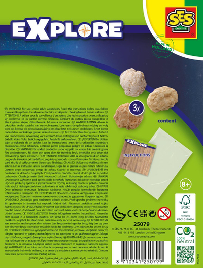 Set eksperimentesh SES Creative 25079 Break Open Geodes, 3 gurë gjeode, për fëmijë, shumëngjyrësh