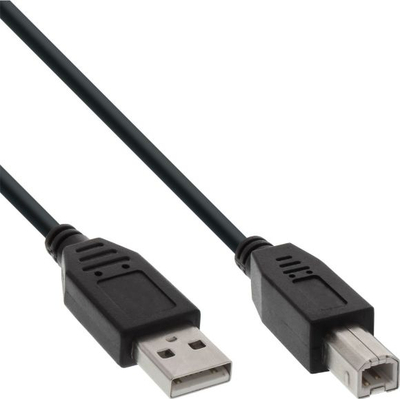 Kabllo USB InLine 34503X, USB A në USB B, 0.3 m, USB 2.0, e zezë