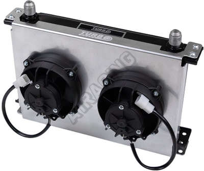 Pllakë ftohëse TurboWorks për radiator vaji 25-row, dy ventilatorë 4", alumini, argjendtë e zezë